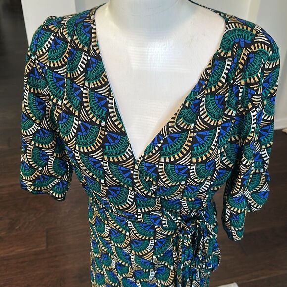 Silk & Salt Journey Maxi Wrap Dress in African Peacock Print L - Picture 2 of 6